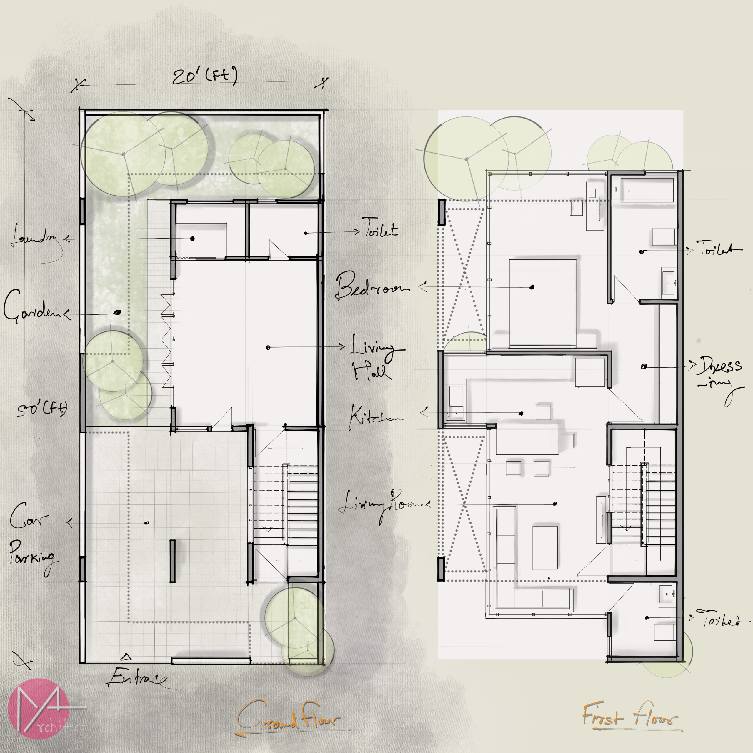 floor plan, layout, sketch, architecture, procreate, design, monk, architects, architecture